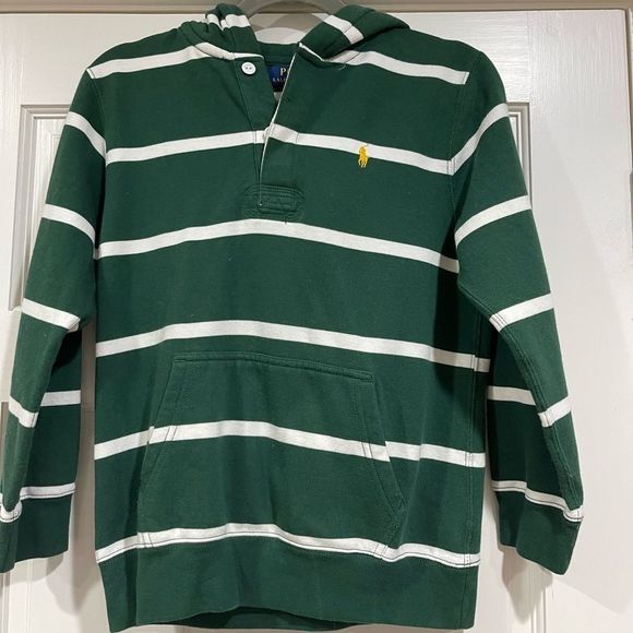 Polo by Ralph Lauren Other - EUC Boys Green Striped Ralph Lauren Polo Hoodie sz M 10-12